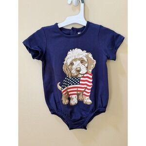 Grayson Mini Baby 4th of July Puppy Flag Bodysuit - Navy Blue Size 18m NWOT